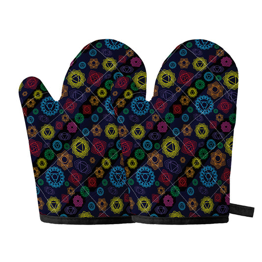 Colorful Seven Chakras Pattern Print Oven Mitts