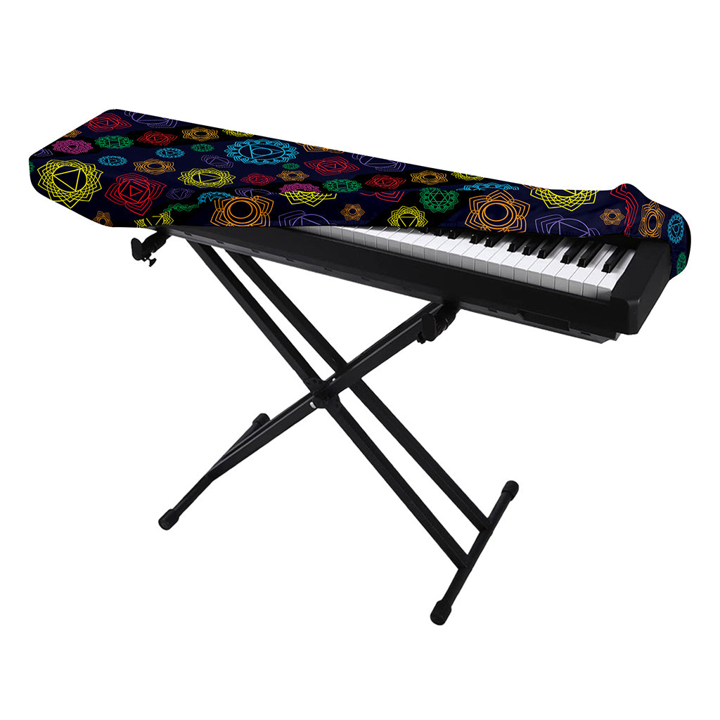 Colorful Seven Chakras Pattern Print Piano Keyboard Cover