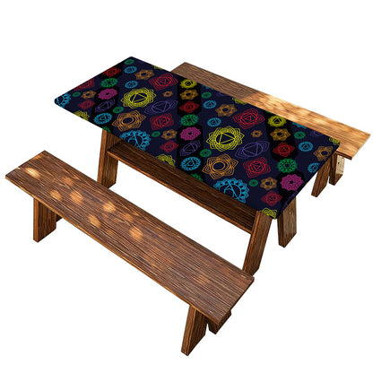 Colorful Seven Chakras Pattern Print Picnic Table Cover