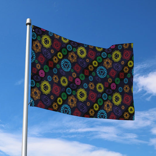 Colorful Seven Chakras Pattern Print Polyester Flag