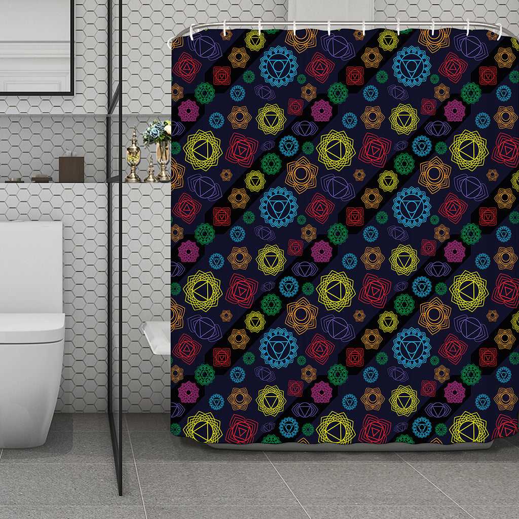 Colorful Seven Chakras Pattern Print Polyester Shower Curtain