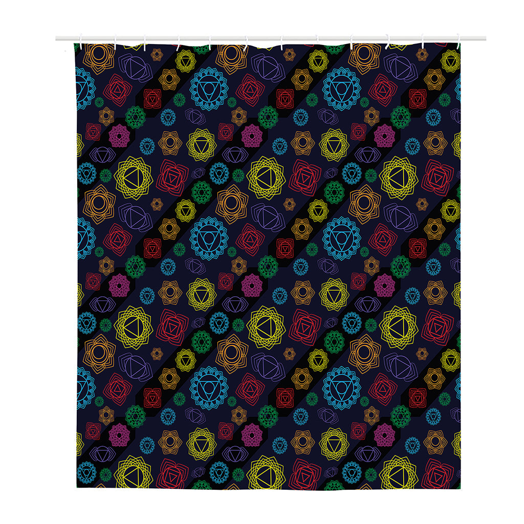 Colorful Seven Chakras Pattern Print Polyester Shower Curtain