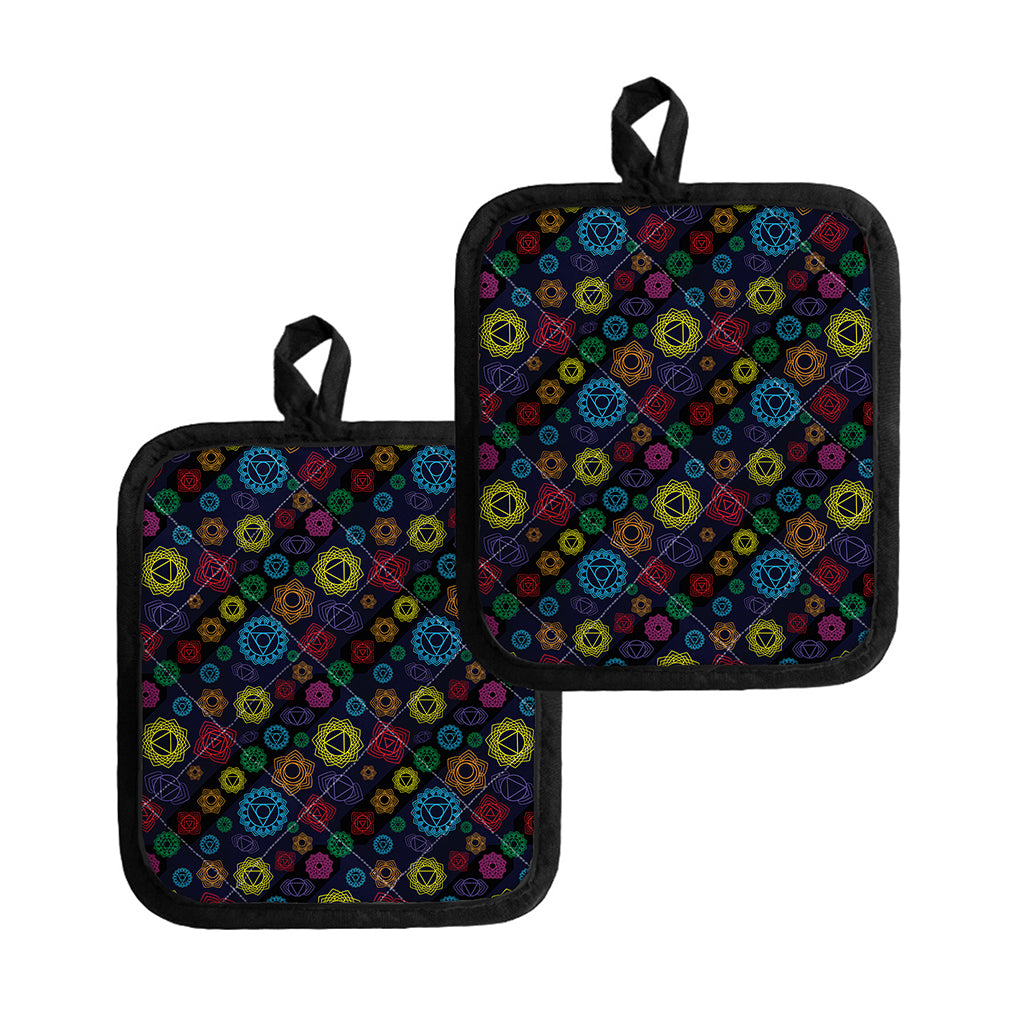 Colorful Seven Chakras Pattern Print Pot Holders