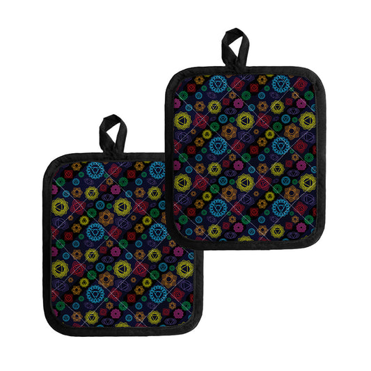 Colorful Seven Chakras Pattern Print Pot Holders