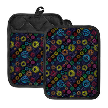 Colorful Seven Chakras Pattern Print Pot Holders With Pocket