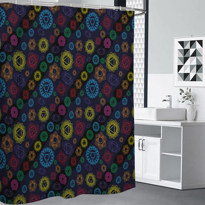 Colorful Seven Chakras Pattern Print Premium Shower Curtain