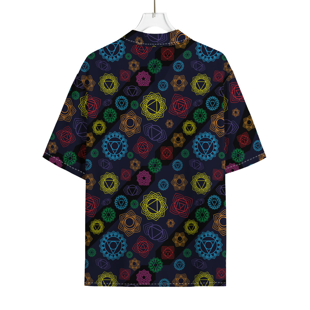 Colorful Seven Chakras Pattern Print Rayon Hawaiian Shirt