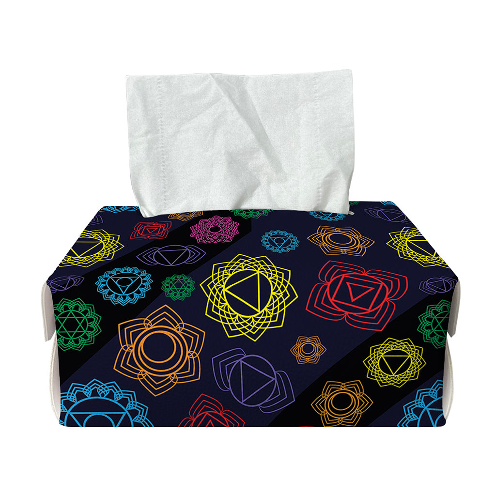 Colorful Seven Chakras Pattern Print Rectangle Tissue Box Cover