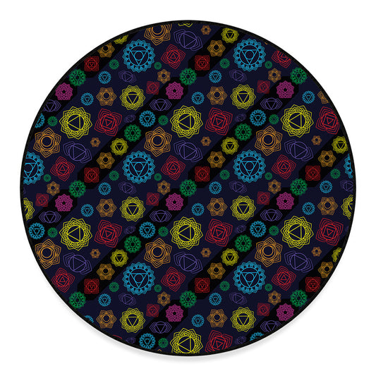 Colorful Seven Chakras Pattern Print Round Floor Mat