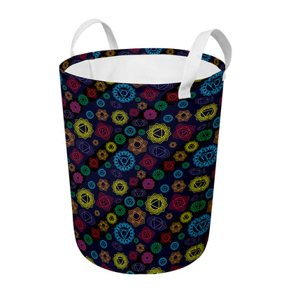 Colorful Seven Chakras Pattern Print Round Laundry Basket