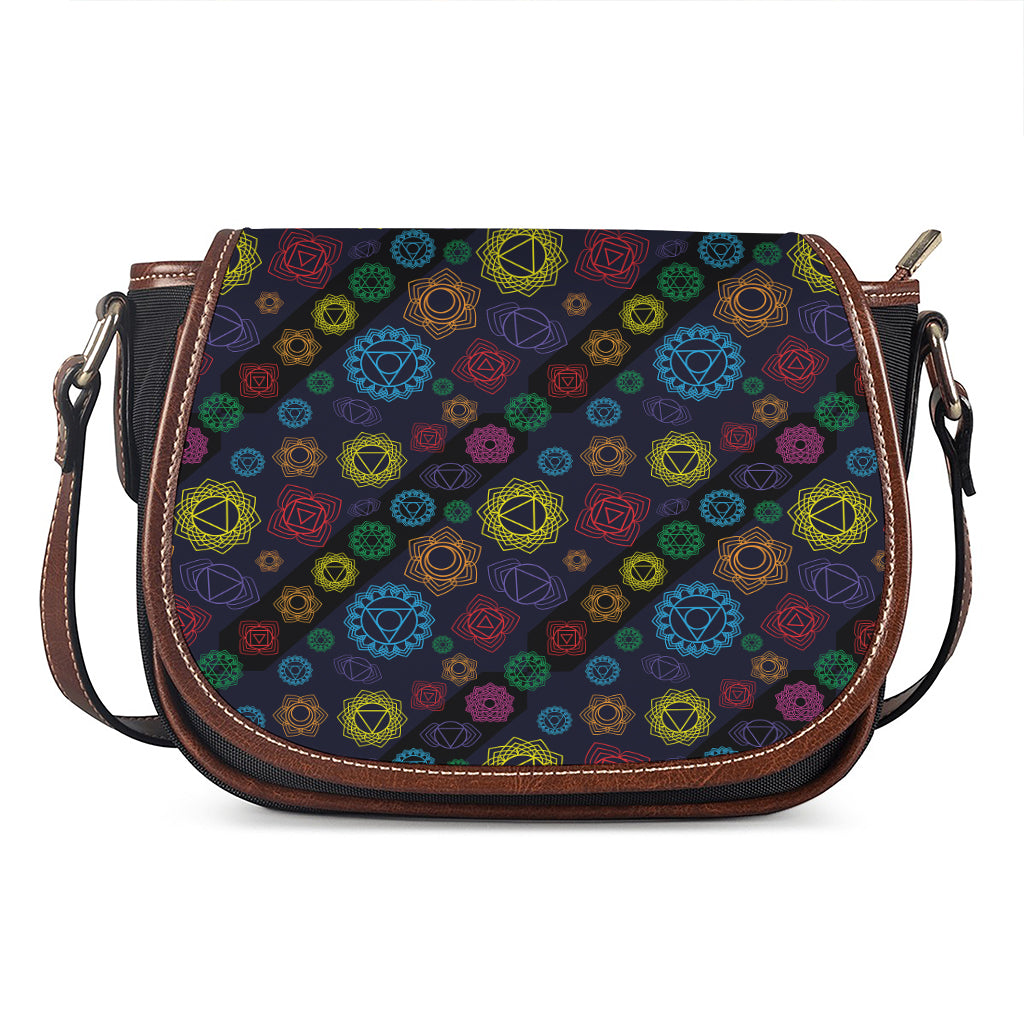 Colorful Seven Chakras Pattern Print Saddle Bag