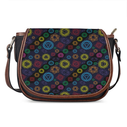 Colorful Seven Chakras Pattern Print Saddle Bag