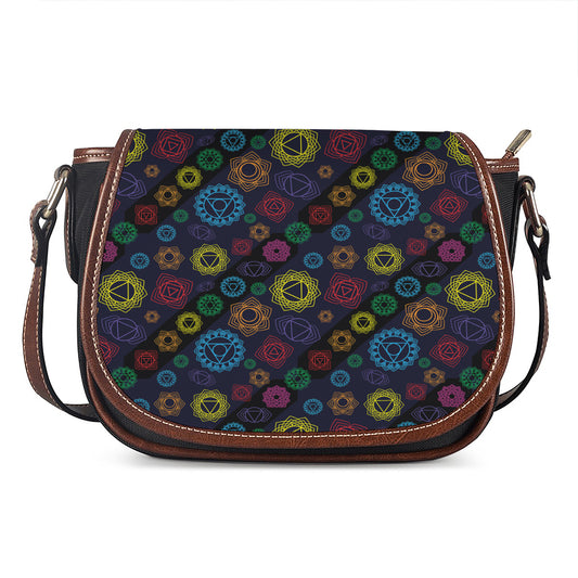 Colorful Seven Chakras Pattern Print Saddle Bag