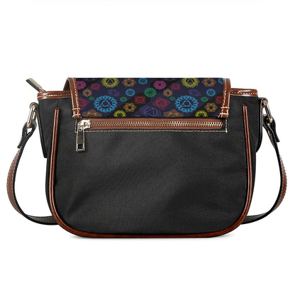 Colorful Seven Chakras Pattern Print Saddle Bag