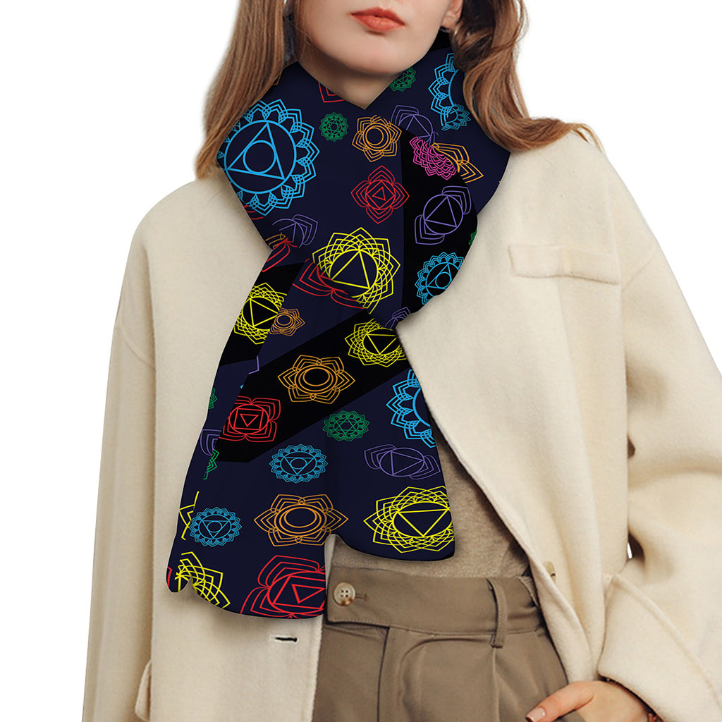 Colorful Seven Chakras Pattern Print Scarf