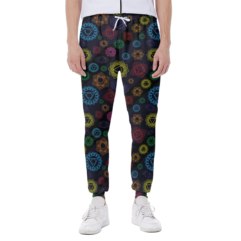 Colorful Seven Chakras Pattern Print Scuba Joggers