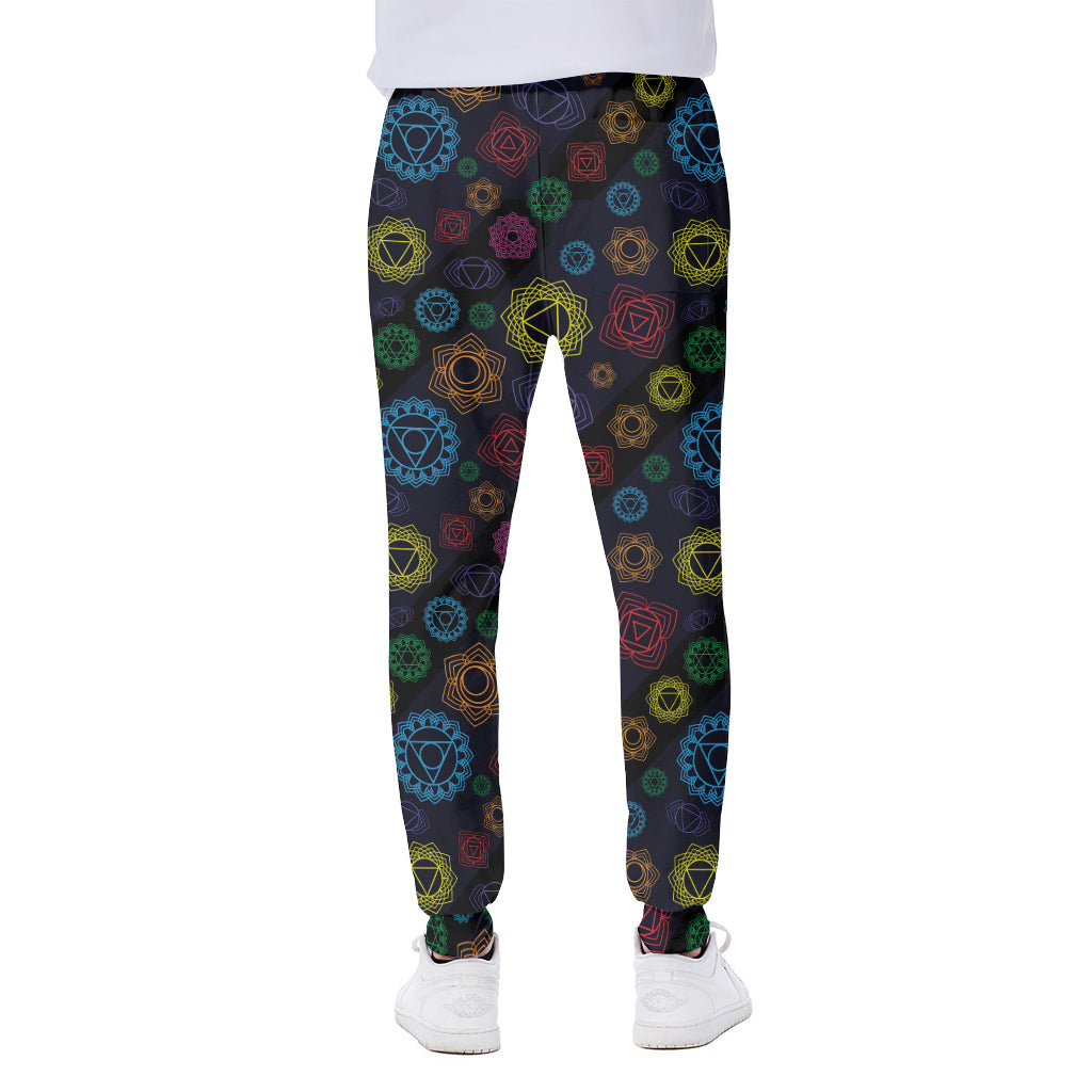 Colorful Seven Chakras Pattern Print Scuba Joggers