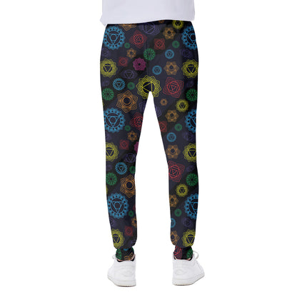 Colorful Seven Chakras Pattern Print Scuba Joggers