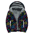 Colorful Seven Chakras Pattern Print Sherpa Lined Zip Up Hoodie
