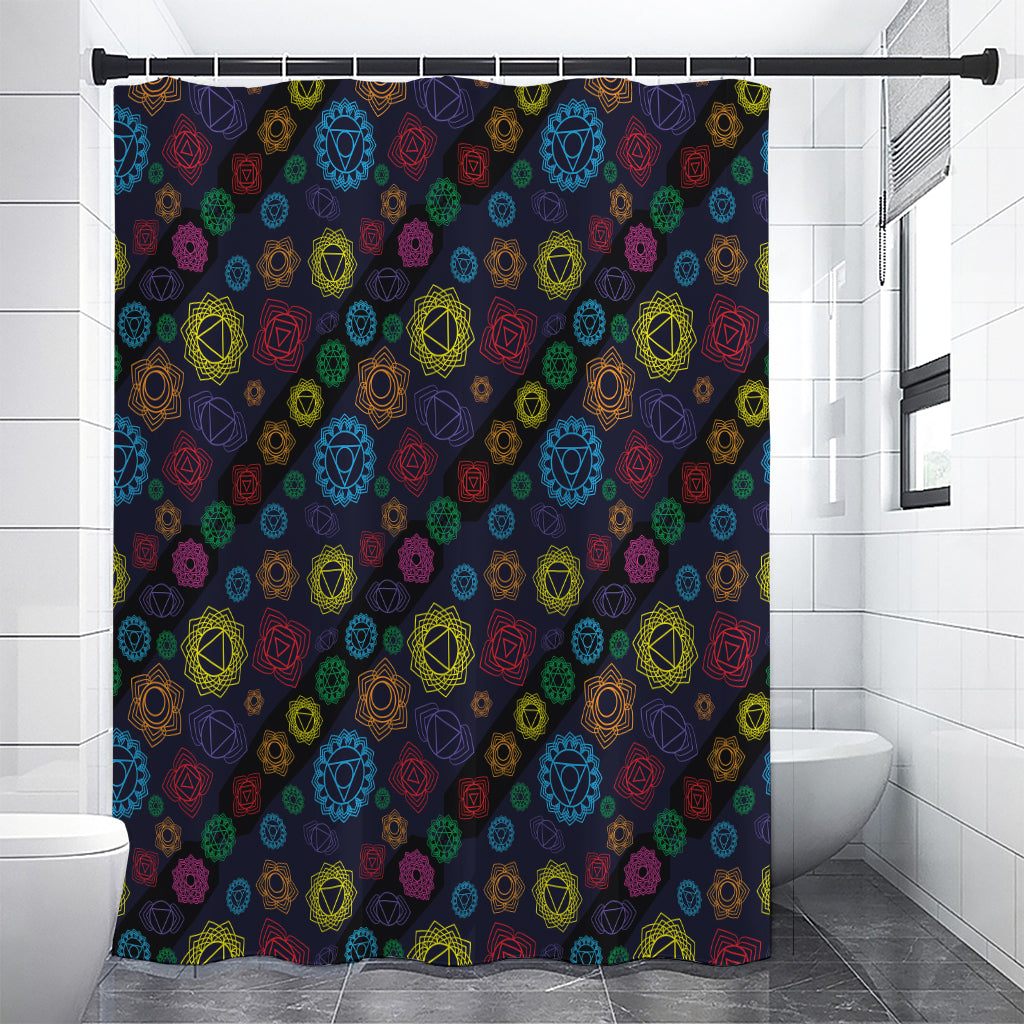 Colorful Seven Chakras Pattern Print Shower Curtain