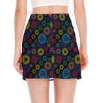 Colorful Seven Chakras Pattern Print Side Slit Mini Skirt