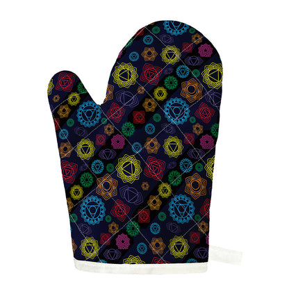Colorful Seven Chakras Pattern Print Single Oven Mitt