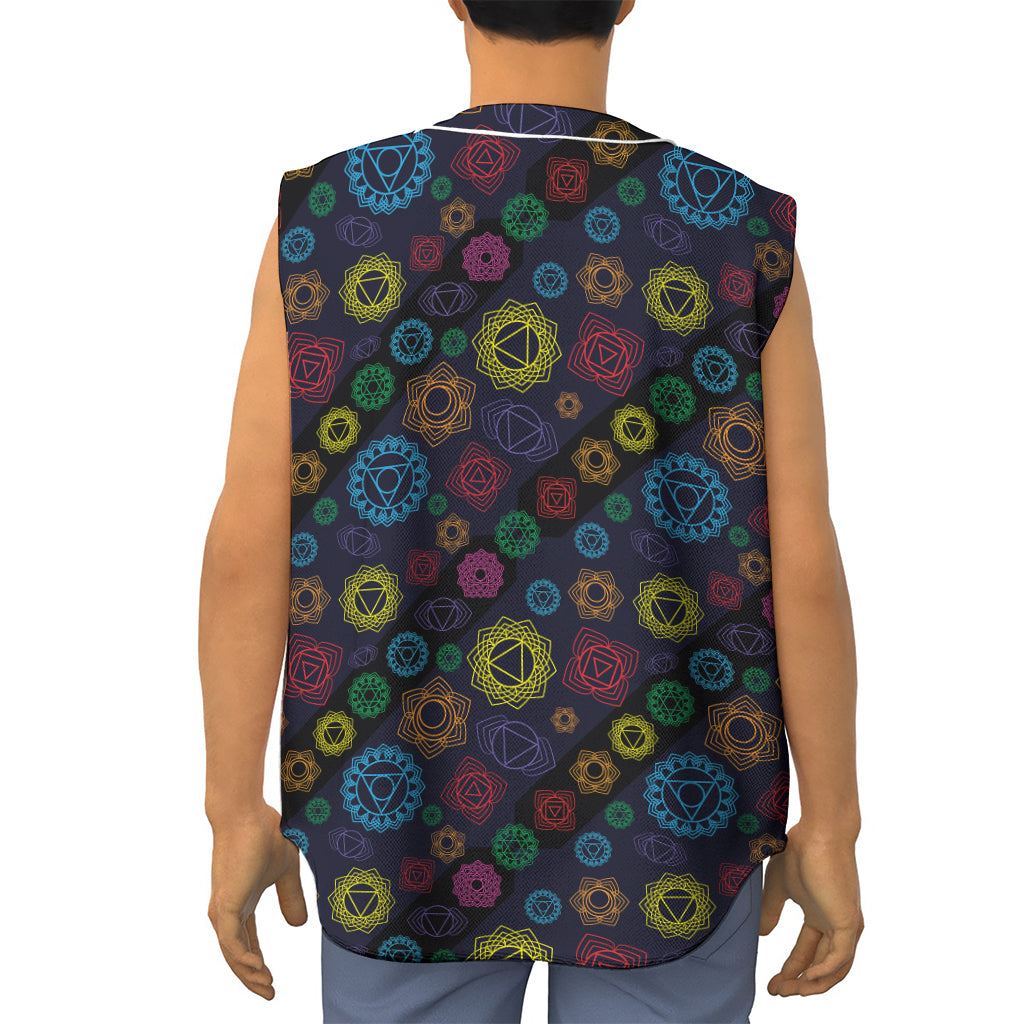 Colorful Seven Chakras Pattern Print Sleeveless Baseball Jersey