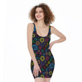 Colorful Seven Chakras Pattern Print Sleeveless Bodycon Dress