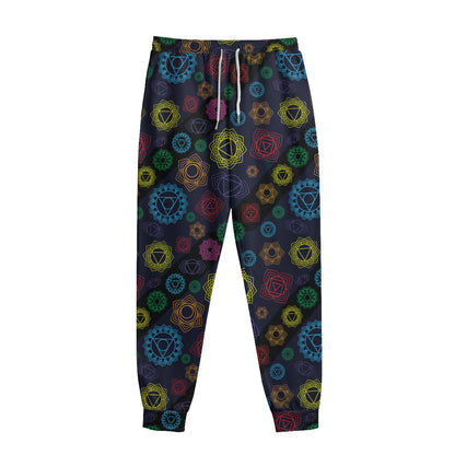 Colorful Seven Chakras Pattern Print Sweatpants