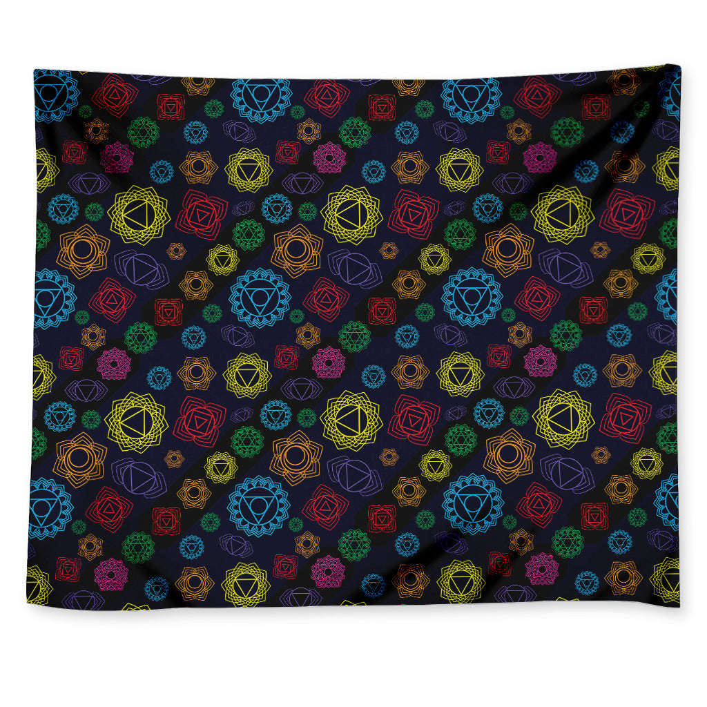 Colorful Seven Chakras Pattern Print Tapestry