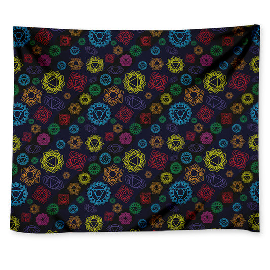 Colorful Seven Chakras Pattern Print Tapestry