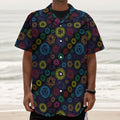 Colorful Seven Chakras Pattern Print Textured Short Sleeve Shirt