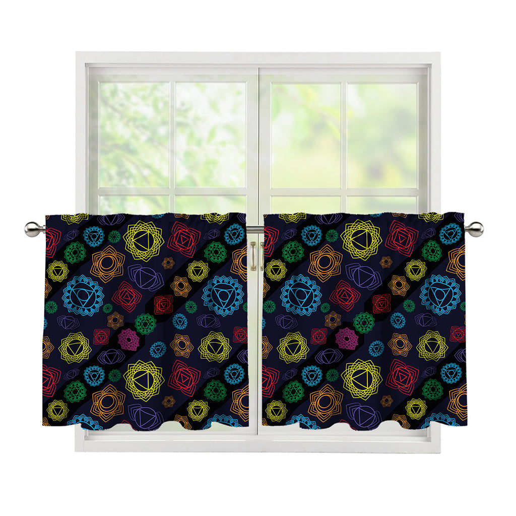 Colorful Seven Chakras Pattern Print Tier Curtains