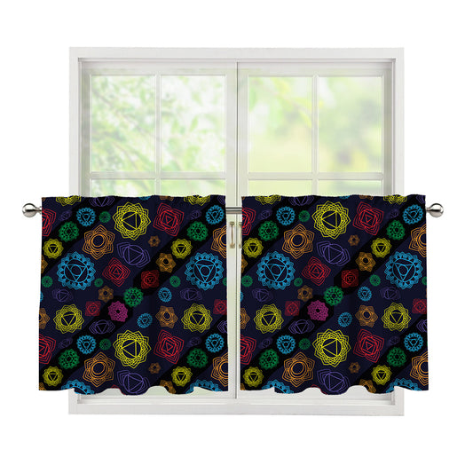 Colorful Seven Chakras Pattern Print Tier Curtains