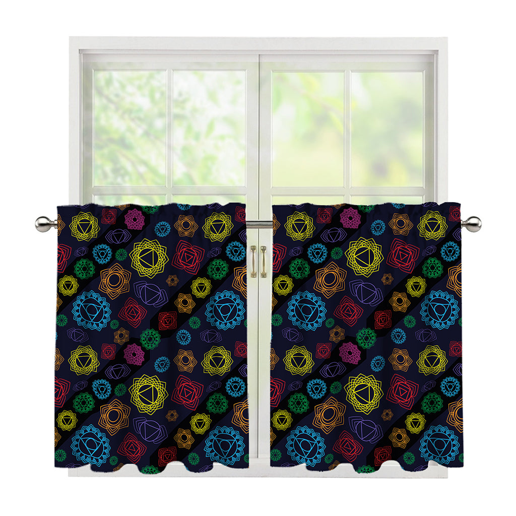 Colorful Seven Chakras Pattern Print Tier Curtains