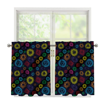 Colorful Seven Chakras Pattern Print Tier Curtains