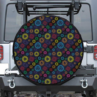Colorful Seven Chakras Pattern Print Tire Cover