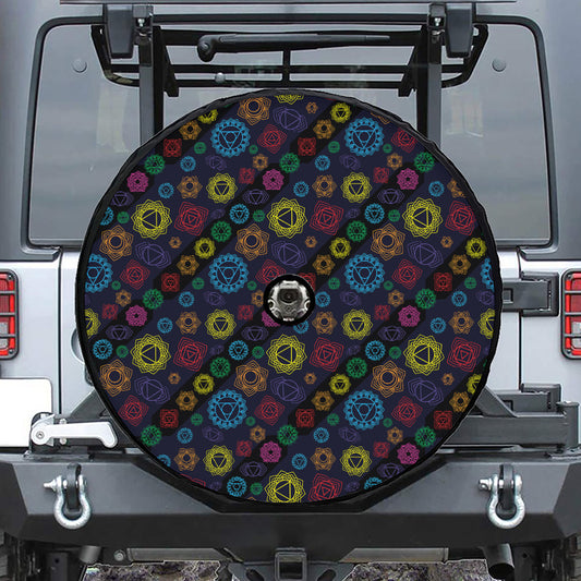 Colorful Seven Chakras Pattern Print Tire Cover With Camera Hole