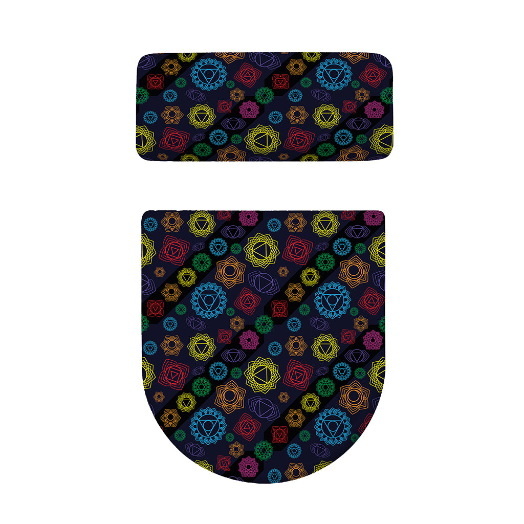 Colorful Seven Chakras Pattern Print Toilet Lid And Tank Cover Set