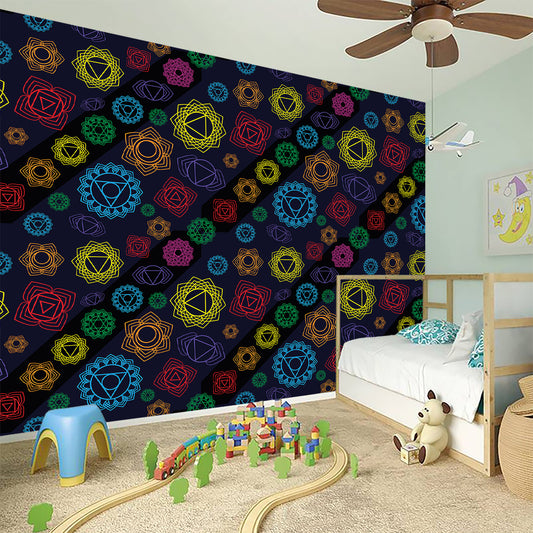 Colorful Seven Chakras Pattern Print Wall Sticker