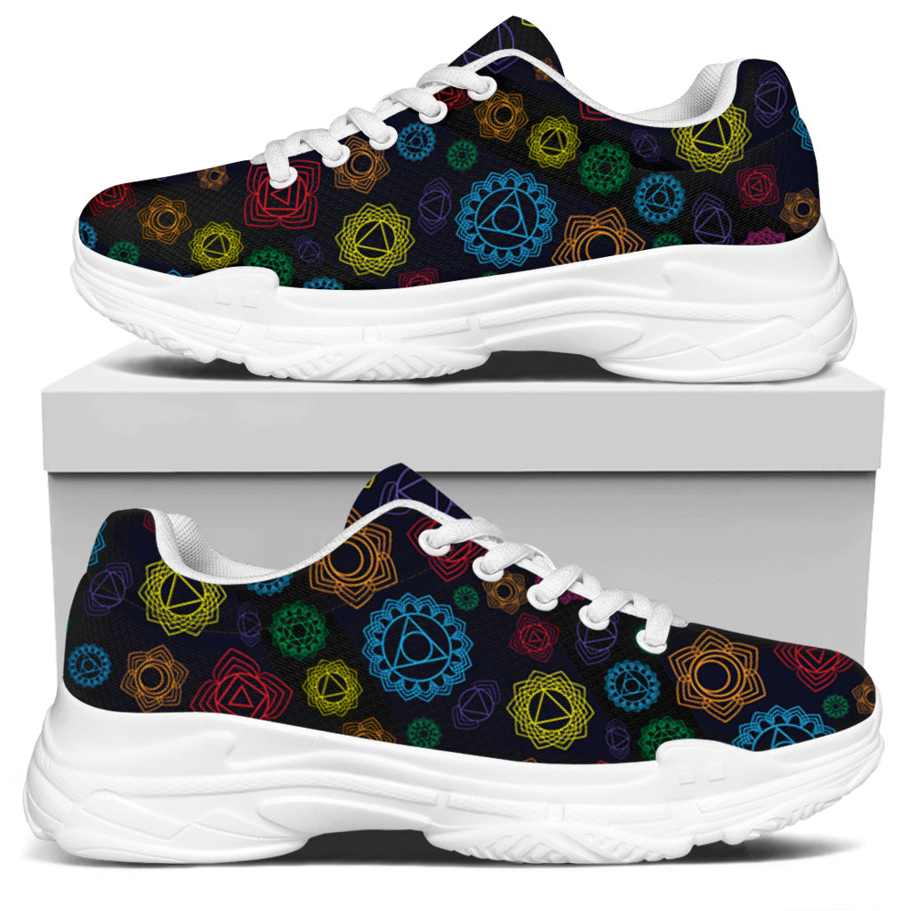 Colorful Seven Chakras Pattern Print White Chunky Shoes