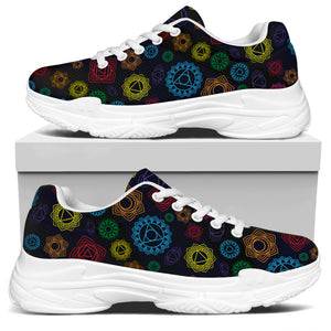 Colorful Seven Chakras Pattern Print White Chunky Shoes