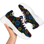 Colorful Seven Chakras Pattern Print White Chunky Shoes