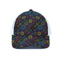 Colorful Seven Chakras Pattern Print White Mesh Trucker Hat