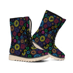 Colorful Seven Chakras Pattern Print Winter Boots