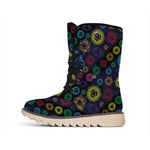 Colorful Seven Chakras Pattern Print Winter Boots