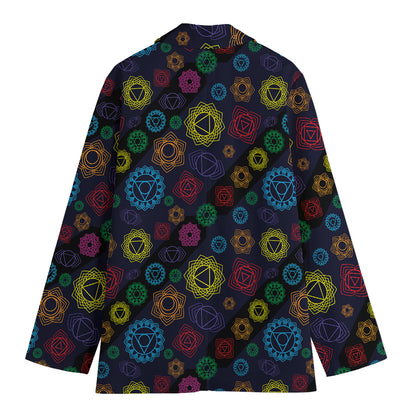 Colorful Seven Chakras Pattern Print Women's Cotton Blazer