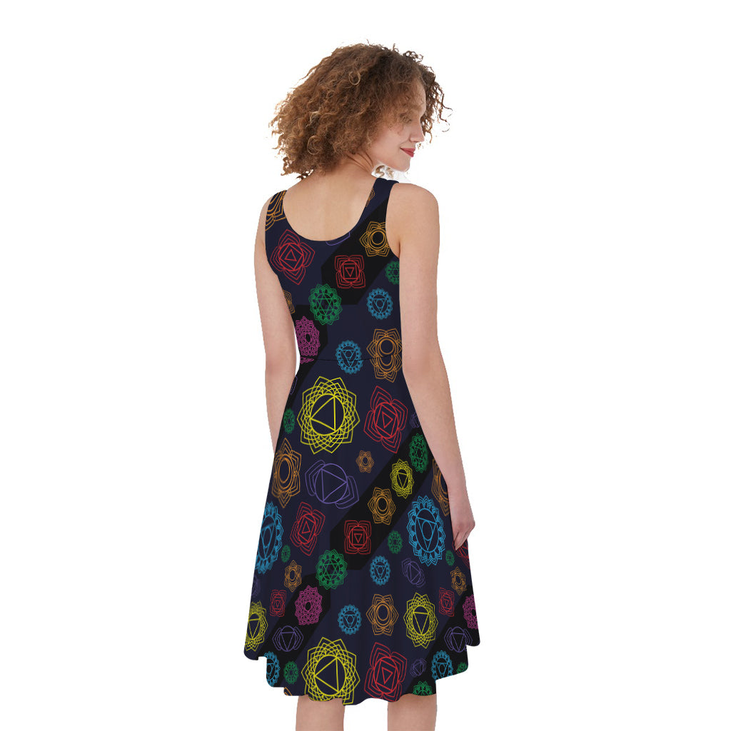 Colorful Seven Chakras Pattern Print Women's Sleeveless Dress