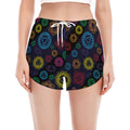 Colorful Seven Chakras Pattern Print Women's Split Running Shorts