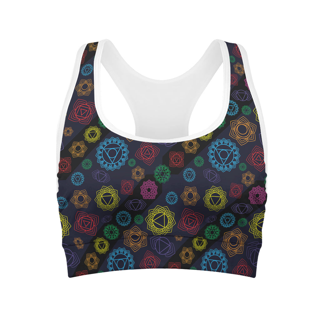 Colorful Seven Chakras Pattern Print Women's Sports Bra